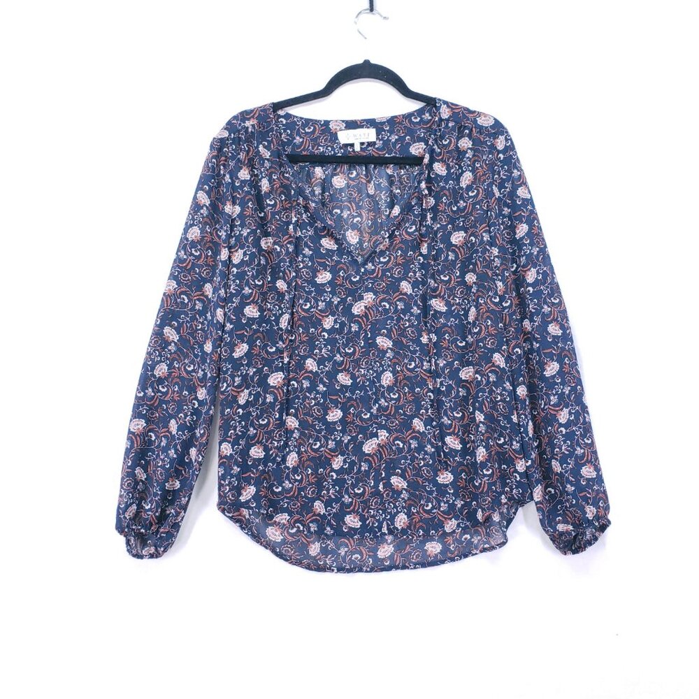 Where Are You From Multicolor Lightweight Sheer Floral Long Sleeve Blouse Small